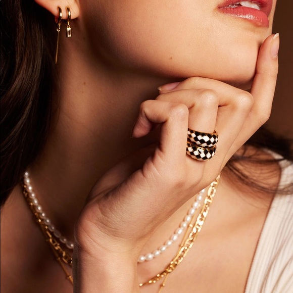 1pcs Alloy Checkered Ring Green Neon Green Gold Rings Glitter Jelly Enamel Trend - Picture 2 of 16